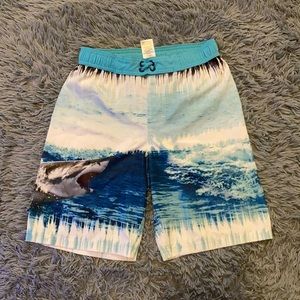 Boys shark swim trunks